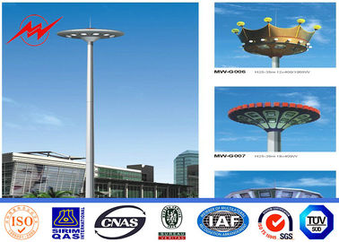 จีน 30m 3 Sections HDG High Mast Pole With 15*2000w For Airport Lighting ผู้ผลิต