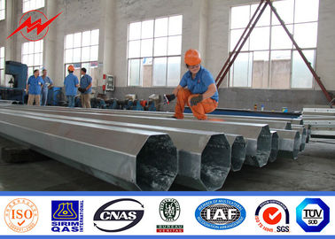 จีน Conical 5mm Steel Transmission Poles 17m Height Three Sections 510kg Load Bitumen ผู้ผลิต