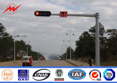 จีน 9m Traffic Light Pole Durable Single Arm Signal Road Light Pole With Anchor Bolts ผู้ผลิต
