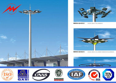 จีน Galvanized Octagonal High Mast Light Pole Single Double / Triple Arm For Stadium ผู้ผลิต