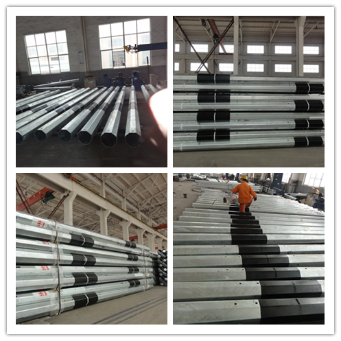 Anti - Ultraviolet 50FT Distribution Galvanized Steel Pole With Cross Arm 0