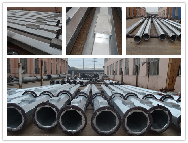 High Earthquake Resistance Q345 Galvanized Tubular Steel Pole For Electrical Line AWS D 1.1 1