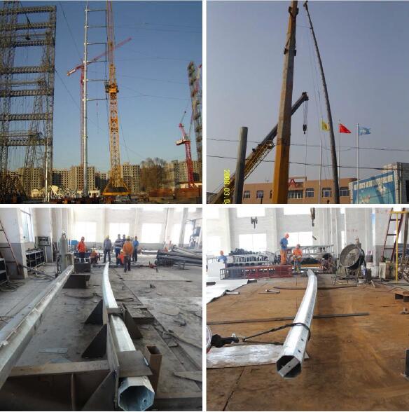 Octagonal Shape Galvanized Steel Electric Pole 10M 5KN Load Steel Transmission Poles 1