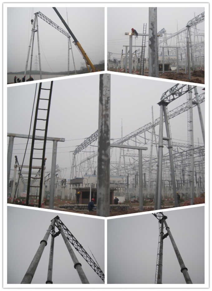 สายการจำหน่าย 69kv 60ft 80ft Steel Power Pole Breaking Load 1000kgs 2