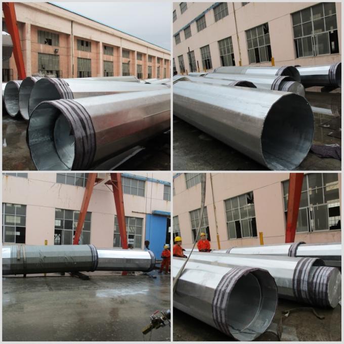 ISO Electrical Power Pole Powerful Transmission Line GR65 Galvanized Steel Poles 0