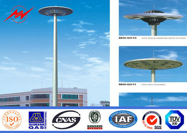 40M 12 ด้านเสาสูงเสาชุบสังกะสีสำหรับโคมไฟพลาสมาพร้อมรอก ผู้ผลิต