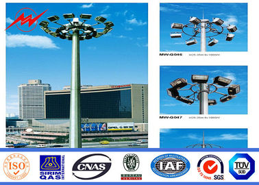 Multisided Powder Coating 40M High Mast Pole with Winch for Park Lighting ผู้ผลิต