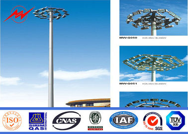 Multisided Powder Coating 40M High Mast Pole with Winch for Park Lighting ผู้ผลิต