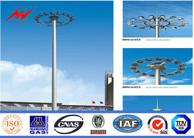 Multisided Powder Coating 40M High Mast Pole with Winch for Park Lighting ผู้ผลิต