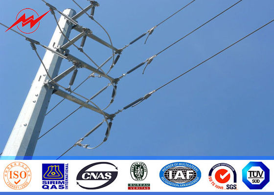 เหล็กชุบสังกะสีขนาด 10 เมตรเสาไฟฟ้าสำหรับสายส่ง 69KV