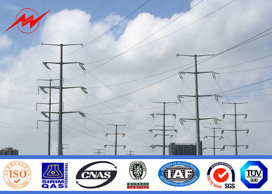11M 300daN Steel Utility Pole Gr65 วัสดุสำหรับการกระจายกำลังไฟ 69KV