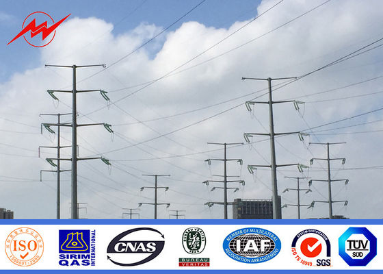 11M 300daN Steel Utility Pole Gr65 วัสดุสำหรับการกระจายกำลังไฟ 69KV