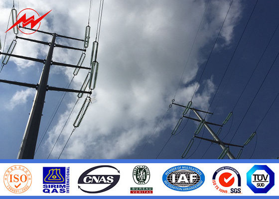 12M 600daN Steel Utility Pole Gr65 วัสดุสำหรับการจ่ายกระแสไฟ 55KV