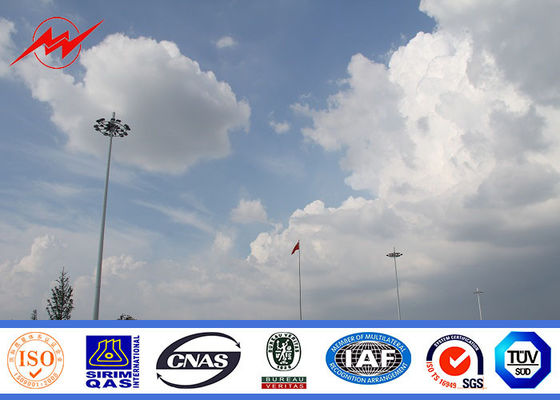 S355JR Polygonal 25m Galvanized Sports Light Poles With Electric Rasing System