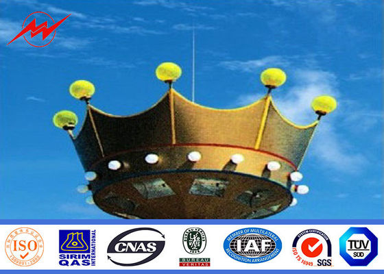 40M 12 ด้านเสาสูงเสาชุบสังกะสีสำหรับโคมไฟพลาสมาพร้อมรอก