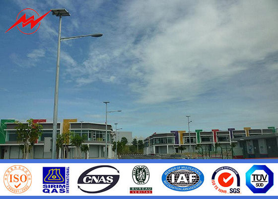 12m Single Arm Street Solar Power Light Pole For Outside Lighting 18v / 45w