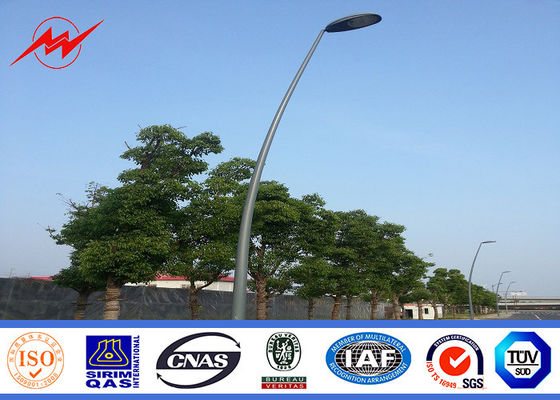 Polygonal Round cross arm Steel Street Light Poles , Outdoor Lamp Pole