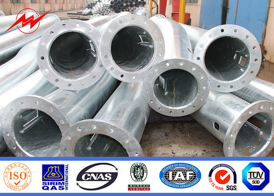 12m Galvanized 2.5mm square Light Poles Powder Coating with Cross Arms