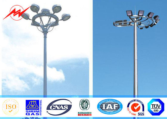 Custom Galvanized High Mast Light Pole with Double Luminaire Carriage Ring
