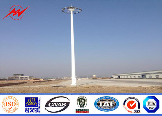 Conical galvanized 25M High Mast Pole with round lantern panel for sport center