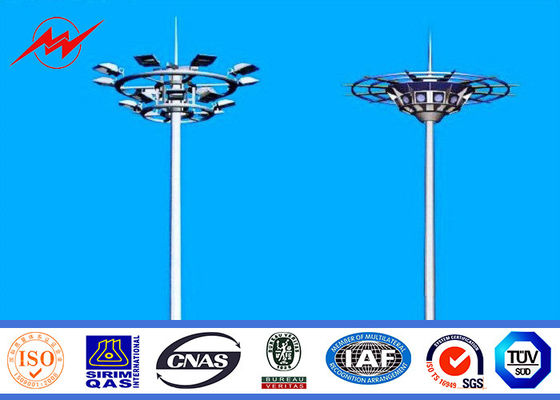 Powder Coating 30M High Mast Pole , Commercial Outdoor Light Poles with Lifting System