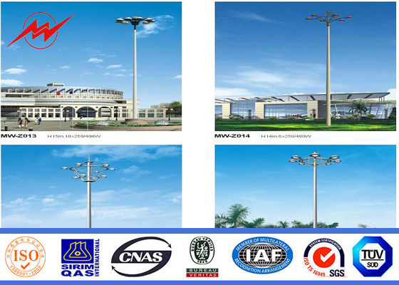 High Strength 3 Sections White Steel Decorative Street Light Pole Anti Rust