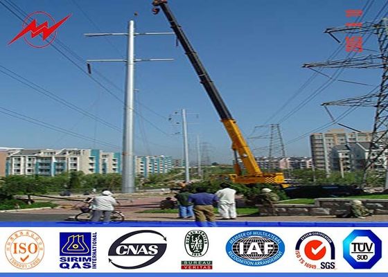 16sides 8m 5KN Steel Utility Pole for overhead transmission line power with anchor bolt