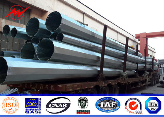 Double Cross Arm Round 69kv 10m joint type Steel Utility Pole Explosion - proof