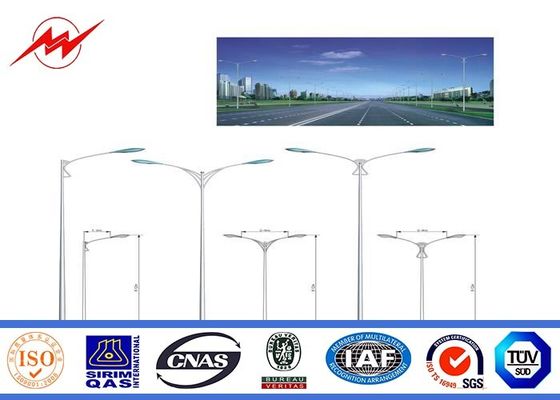 Outdoor Galvanized Steel Utility Poles Street Lights Poles With Double Arm