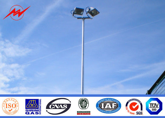 35M Round Galvanized Stadium High Mast Light Pole With 400kg Rasing Lifting System