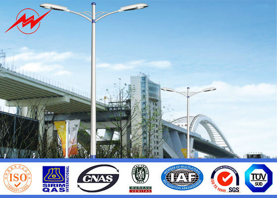 Shockproof 1.5M Double Cross Arm Solar Power Light Pole For Parking Area