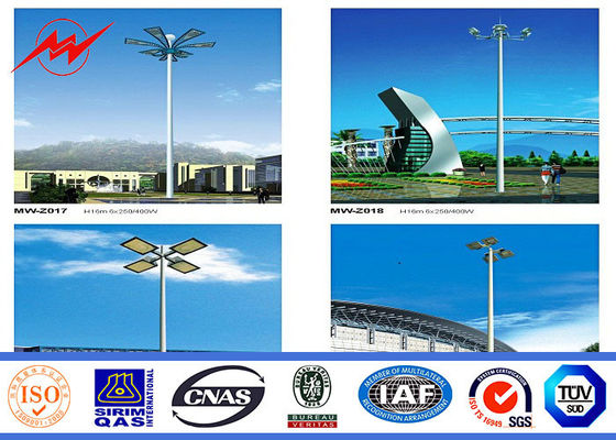 45m Galvanized High Mast Tower 100w - 5000w For Airport / Seaport , Single Or Double Arm