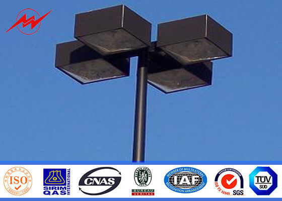 10M Blue Square Light Street Lighting Poles 4mm Thickness 1.5m Light Arm For Parking Lot