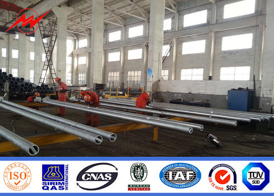 Octagonal Solar Double Arm Galvanized Street Light Poles With Flange