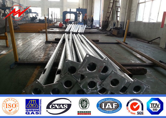 Octagonal Solar Double Arm Galvanized Street Light Poles With Flange