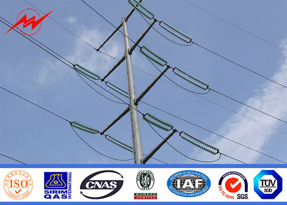 Galvanization 12m 8KN Electrical Power Pole For Distribution Power Transmission