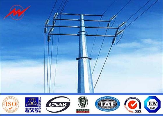 14m Heigth 16 sides Sections metal utility poles For Overhead Transmission