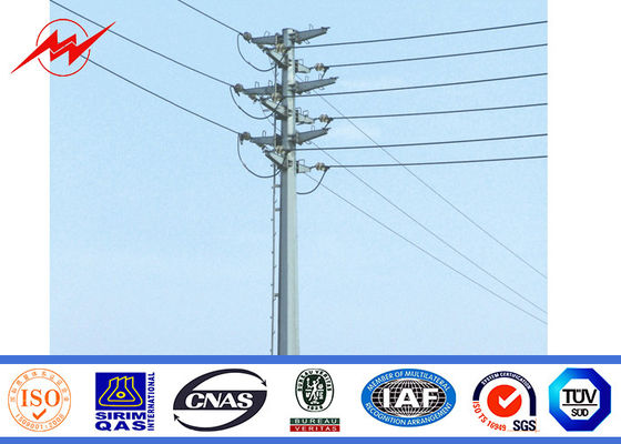 Gr65 Galvanized Steel Pole 14m 110kv Customized Metal Utility Poles