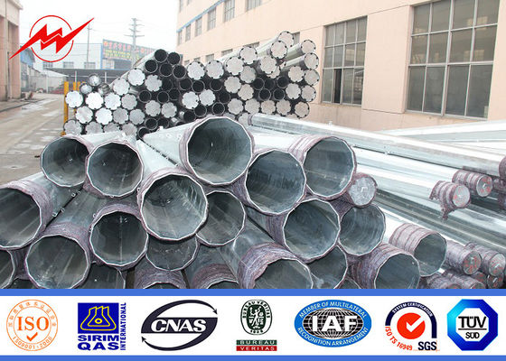 Gr65 Galvanized Steel Pole 14m 110kv Customized Metal Utility Poles