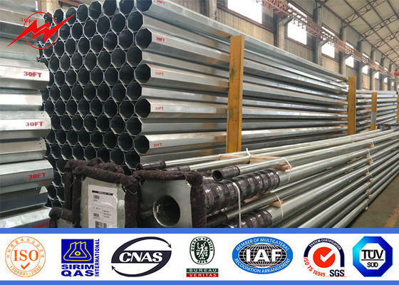14M Galvanized Steel Transmission Pole 8 Sides Sections 4mm Wall Thickness