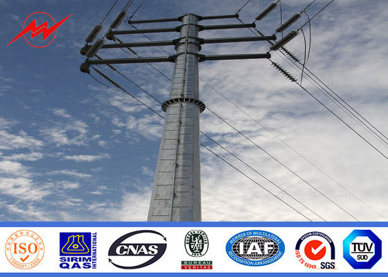 Galvanized Steel Utility Pole 13.4kv Powerful Transmission Line 160 Km / H 30 M / S