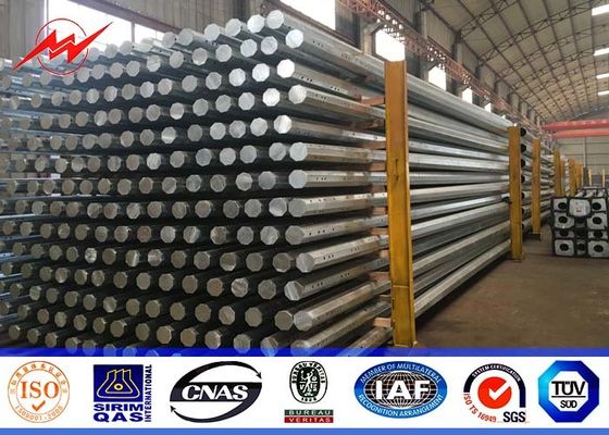 Polygon Section Galvanized Steel Utility Poles 14m 1500Dan With ASTMA 123