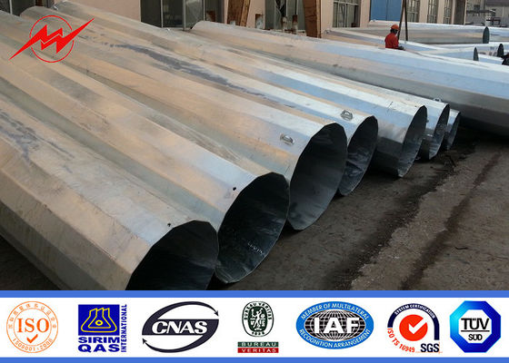 1 Mm - 36mm Thickness Galvanized Steel Power Line Pole With Cross Arm ISO