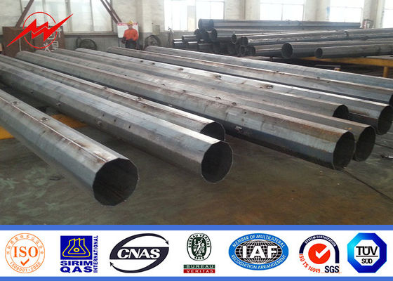 69KV Polygonal  / Conical Shape Galvanized Steel Pole With Bitumen 50 Years Life Time