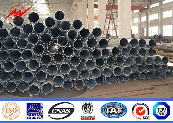 10m-20m Galvanised Steel Power Poles / Electric Transmission Line Poles Round Shape