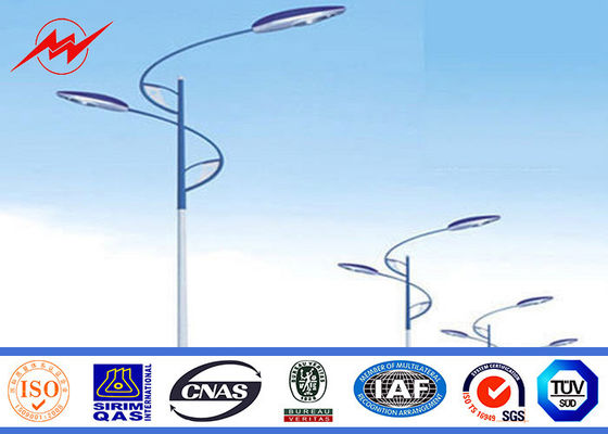Solar Power System Street Light Poles With Single Arm 9m Height 1.8 Safety Factor