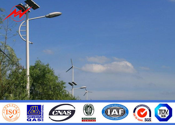Road Powder Coating Solar Street Lighting Poles 5mm Thickness With Single Bracket