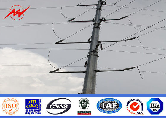 Power Line 11m 8KN Electrical Power Pole With Galvanizing Surface Treatment