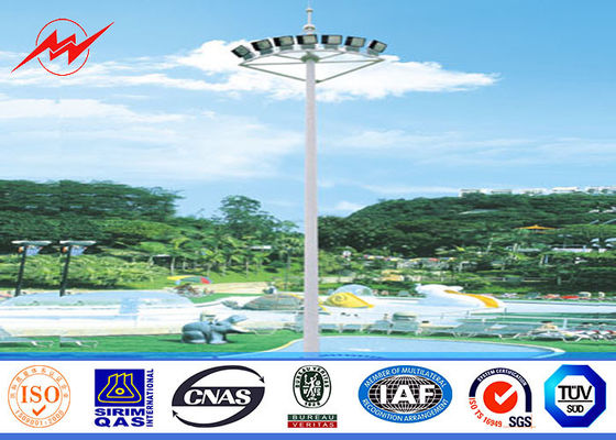 40M Gr65 Steel Tubular Pole / High Mast Light Pole Square Light Bracket For Football Stadium