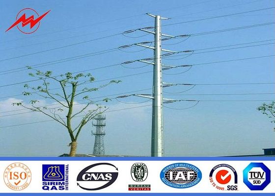 30KM 69kv Galvanized Steel Pole With Cross arm For Transmission Line